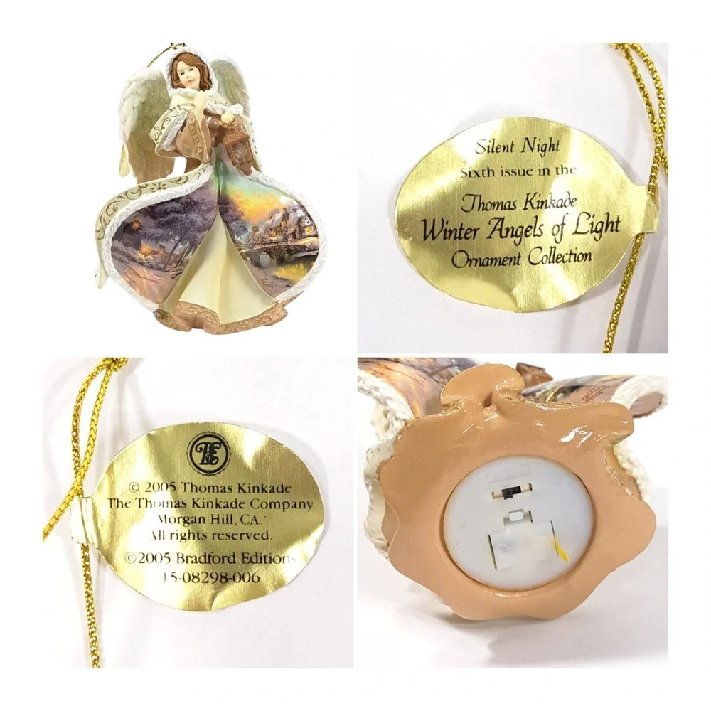 Thomas Kinkade Winter Angel of Light 2005 Brown Ornament Collection Silent Night